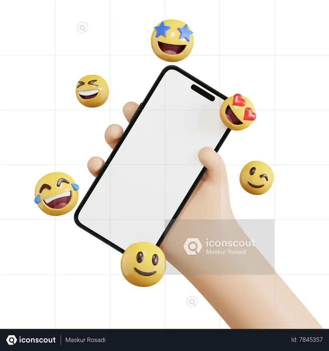 Main tenant le téléphone avec Emoji Emoji 3D Icon