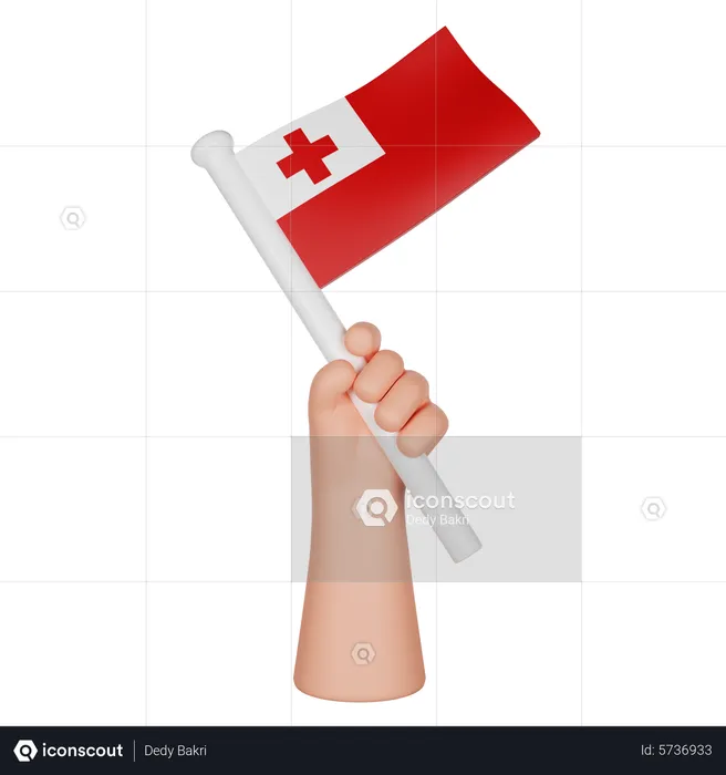 Main tenant un drapeau des Tonga Flag 3D Icon