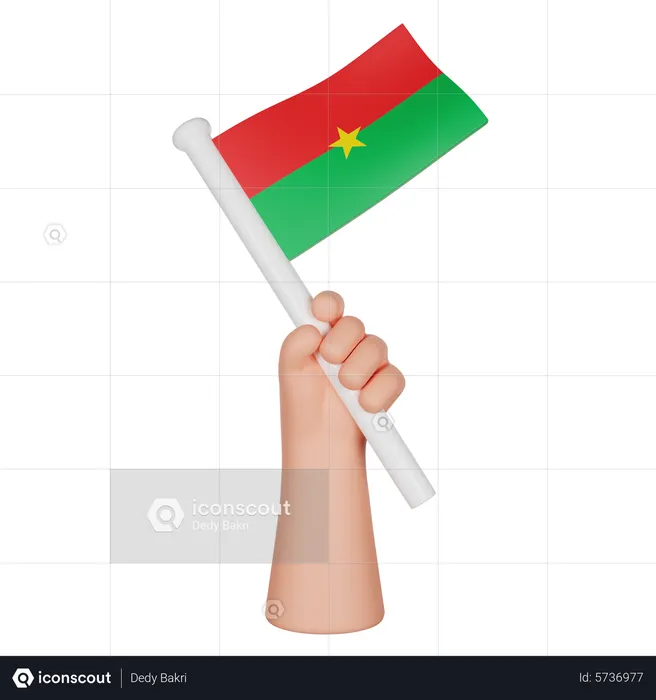 Main tenant un drapeau du burkina faso Flag 3D Icon