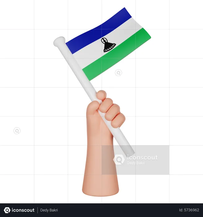 Main tenant un drapeau du Lesotho Flag 3D Icon