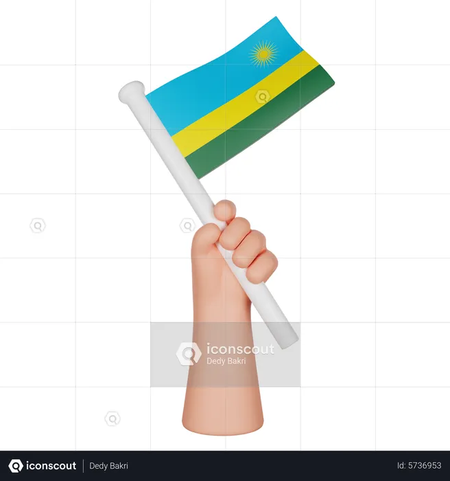 Main tenant un drapeau du rwanda Flag 3D Icon