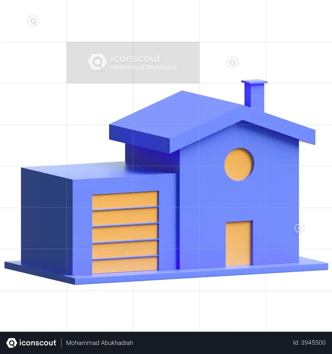 Maison avec garage  3D Illustration