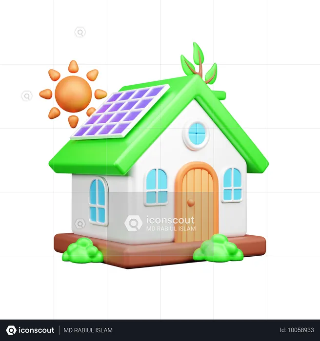 Maison solaire  3D Icon