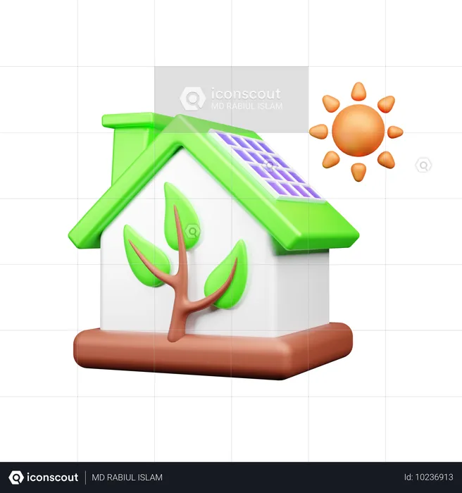 Maison solaire  3D Icon