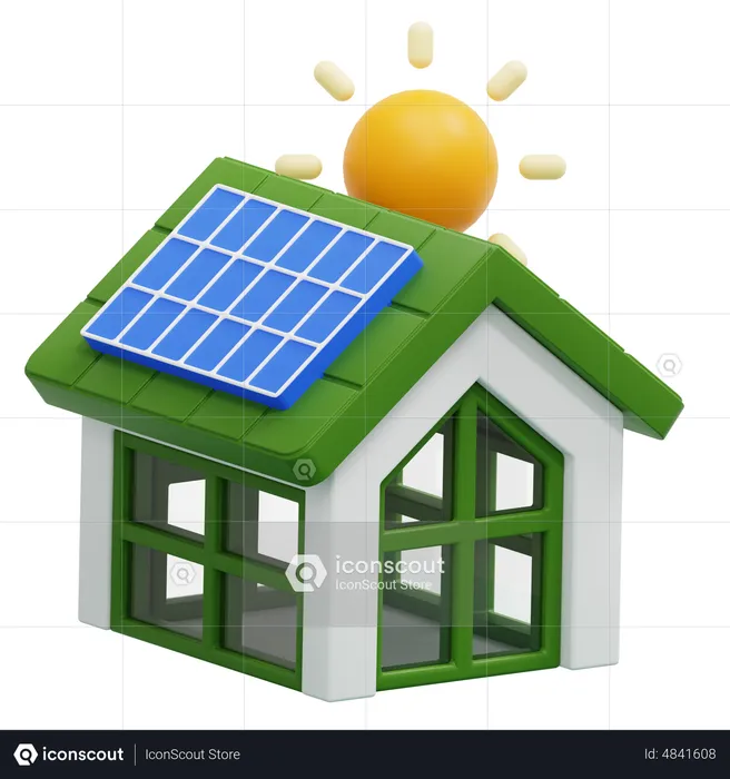 Maison solaire  3D Icon