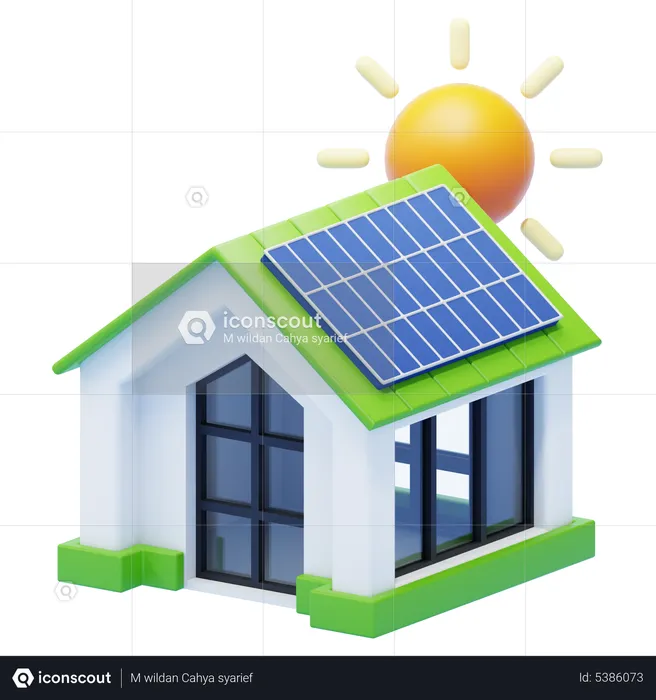 Maison solaire  3D Icon