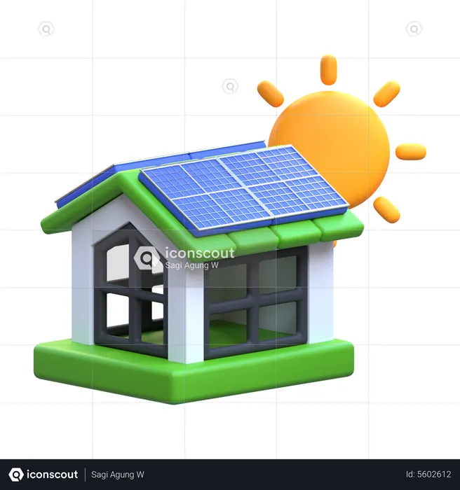 Maison solaire  3D Icon