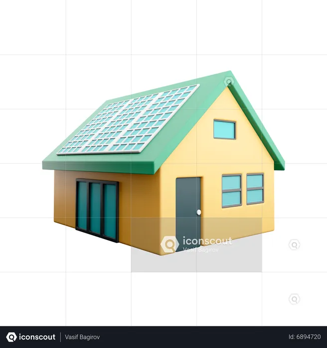 Maison solaire  3D Icon