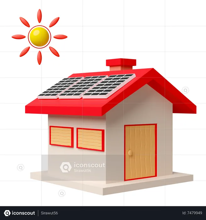 Maison solaire  3D Icon