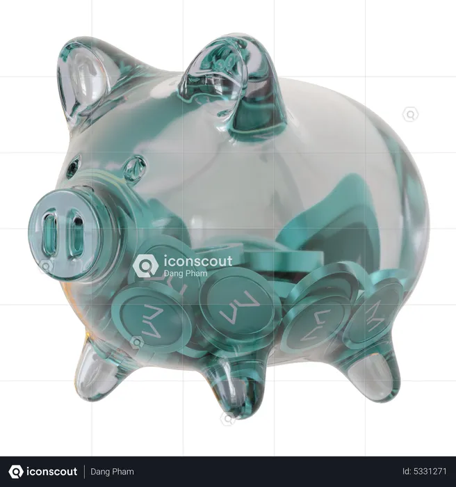 Maker (MKR) Clear Glass Piggy Bank  3D Icon