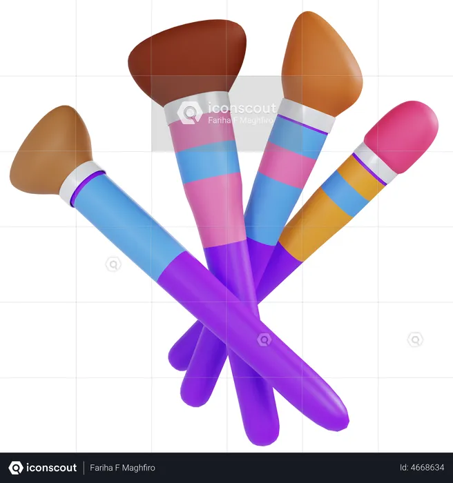 Makeup Brushes  3D Illustration