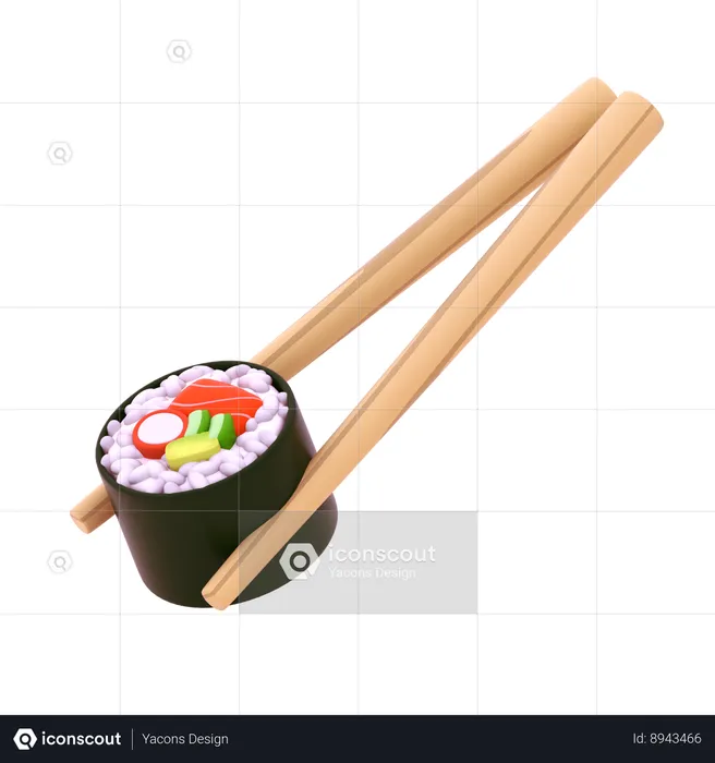 Maki Sushi em pauzinho  3D Icon