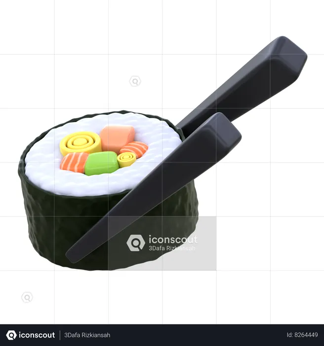 Maki Sushi With Chopstick  3D Icon