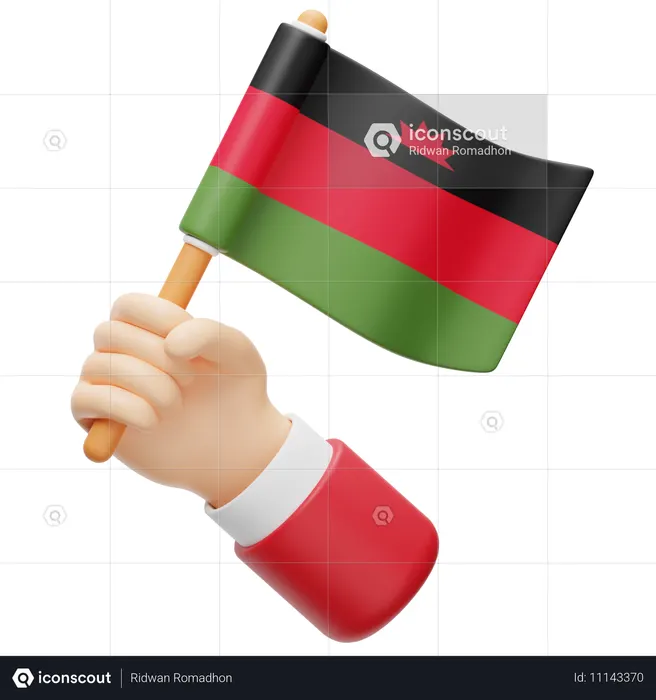 Malawi flag in hand Flag 3D Icon