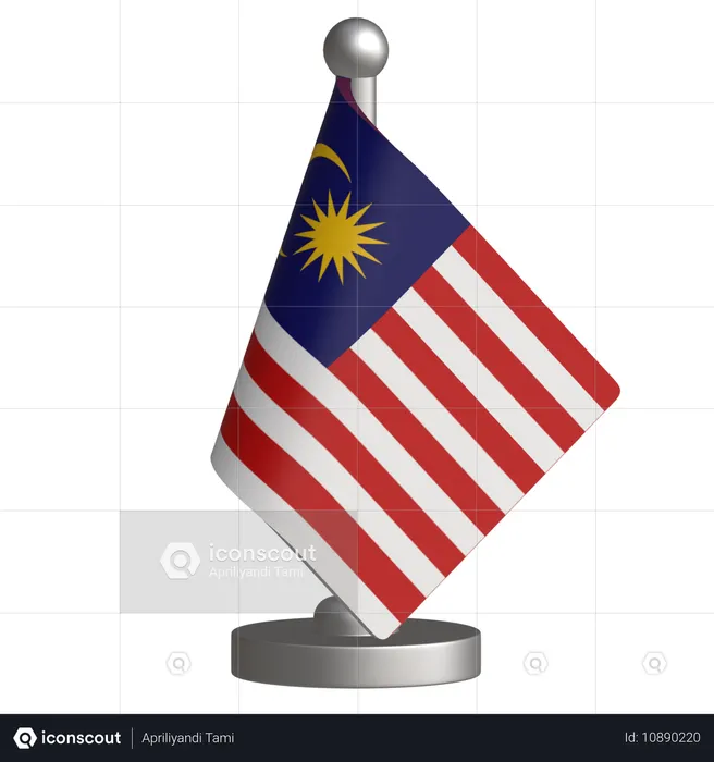 Malaysia Desk Flag  3D Icon