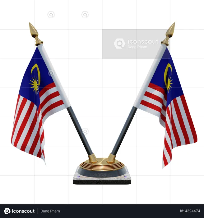 Malaysia Double Desk Flag Stand Flag 3D Flag