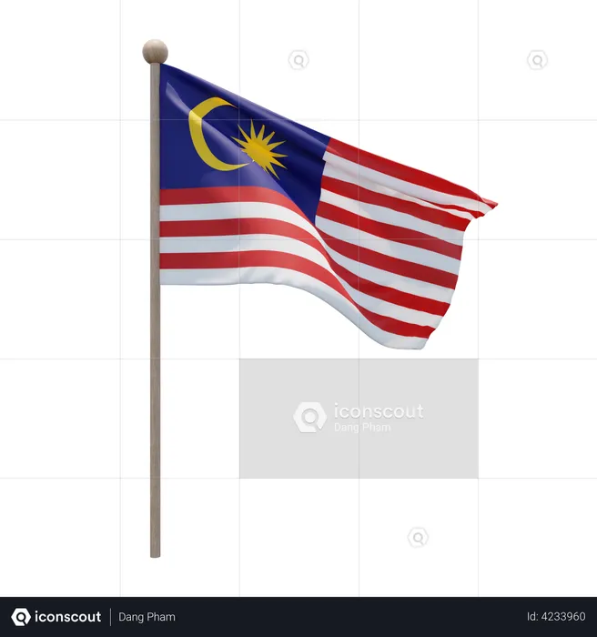Malaysia Flag Pole  3D Flag