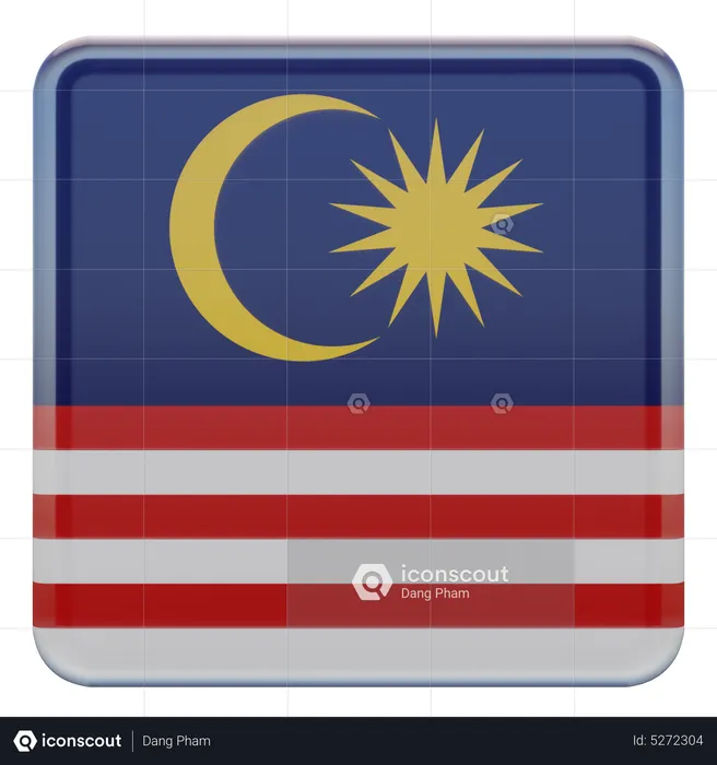 Malaysia Square Flag Flag 3D Icon