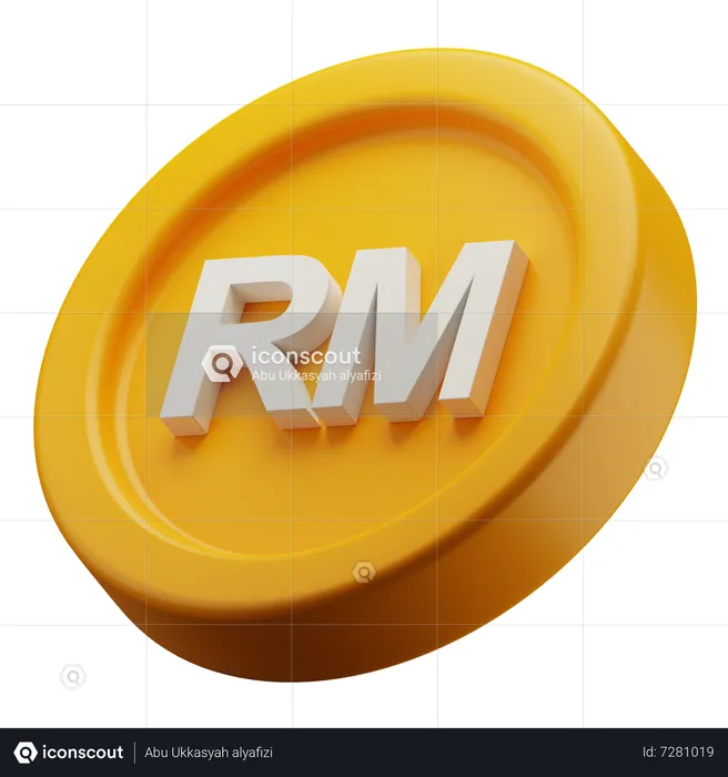 Malaysian Ringgit Gold Coin  3D Icon