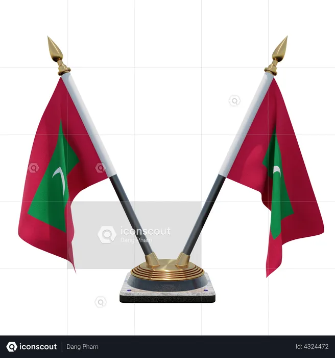 Suporte de bandeira de mesa dupla maldivas Flag 3D Flag
