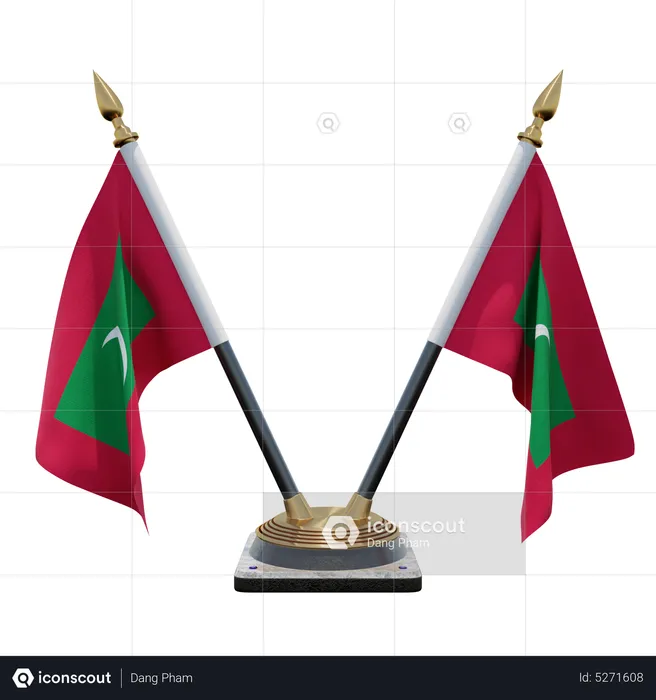 Porte-drapeau de bureau double (V) Maldives Flag 3D Icon