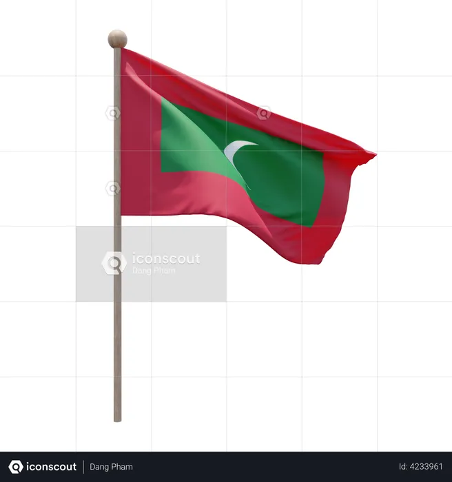 Mât de drapeau des Maldives  3D Flag