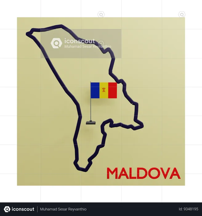 Maldova map Flag 3D Icon