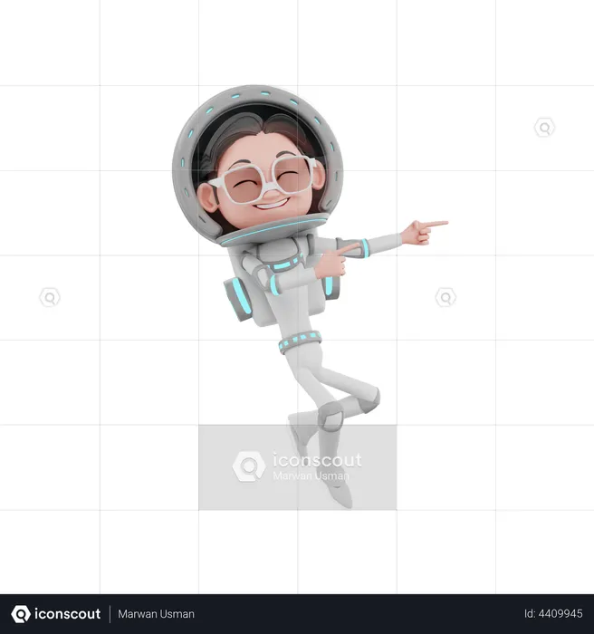 Male Astronaut showing hand in left side  3D Illustration