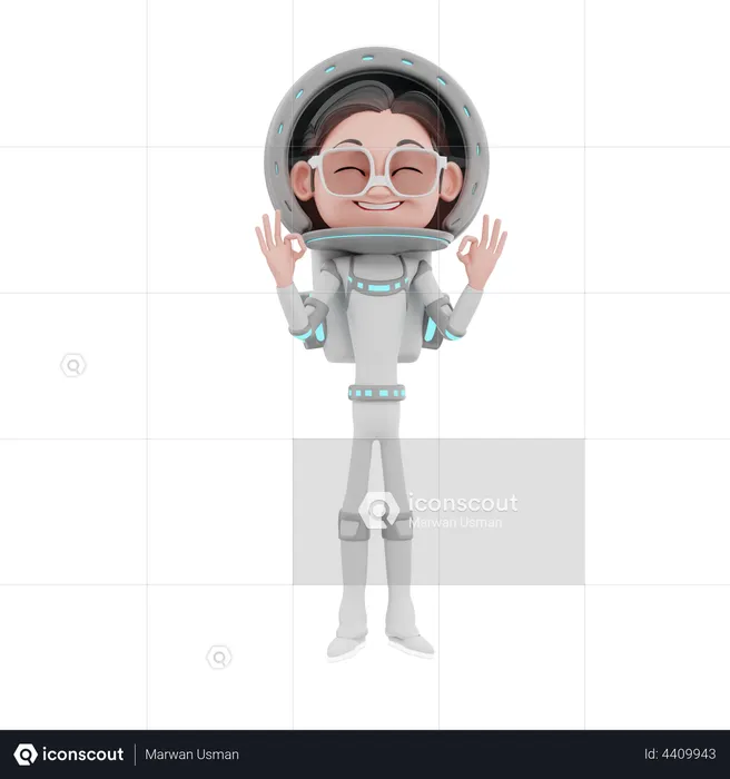 Male Astronaut showing super sign  3D Illustration