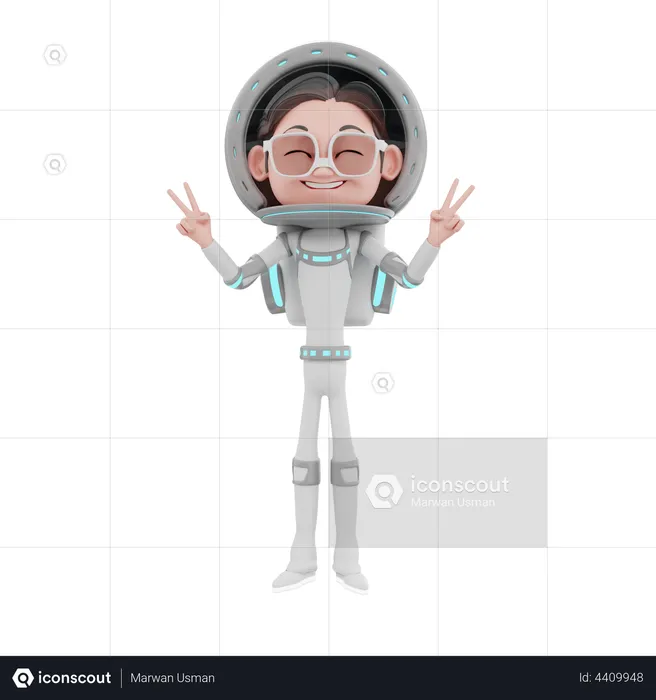 Male Astronaut showing victory sign  3D Illustration