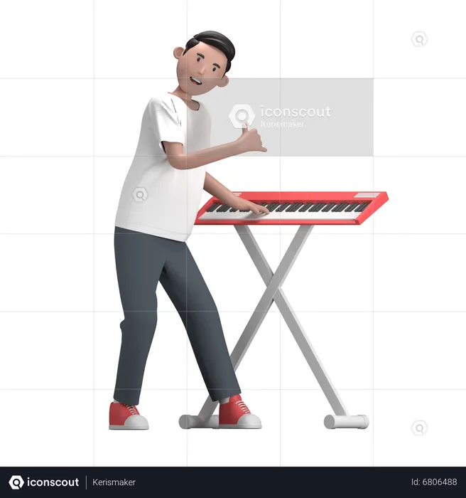 Homme avec clavier  3D Illustration