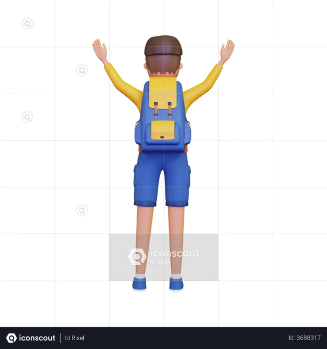 Male Backpacker  3D Illustration