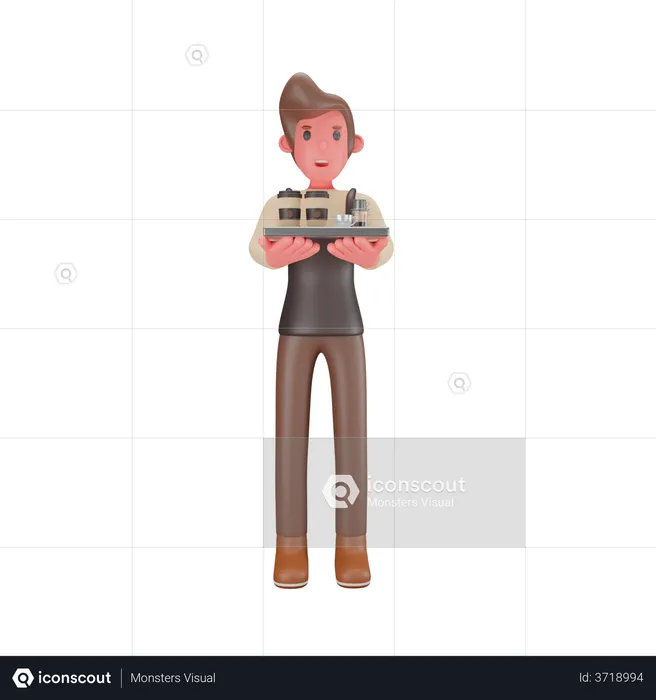 Male Barista  3D Illustration