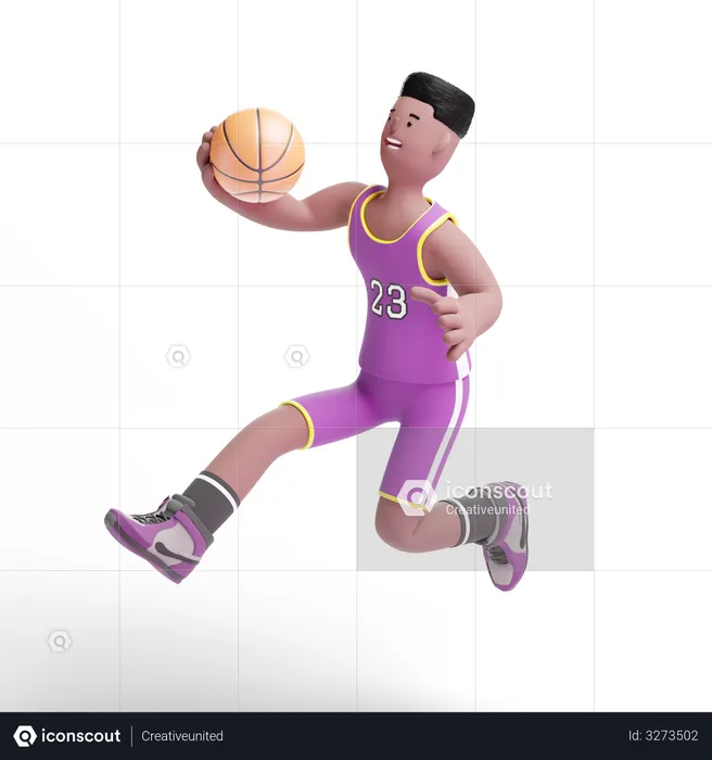 Male Basketball Player playing  3D Illustration
