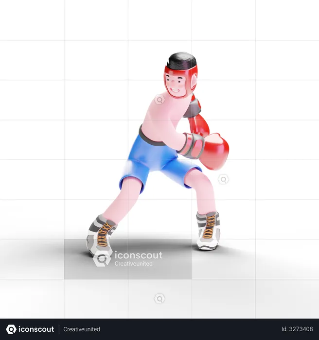 Male Boxer standing  3D Illustration