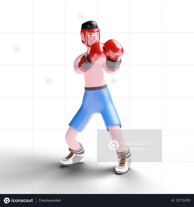 Male boxer working on defense technique  3D Illustration