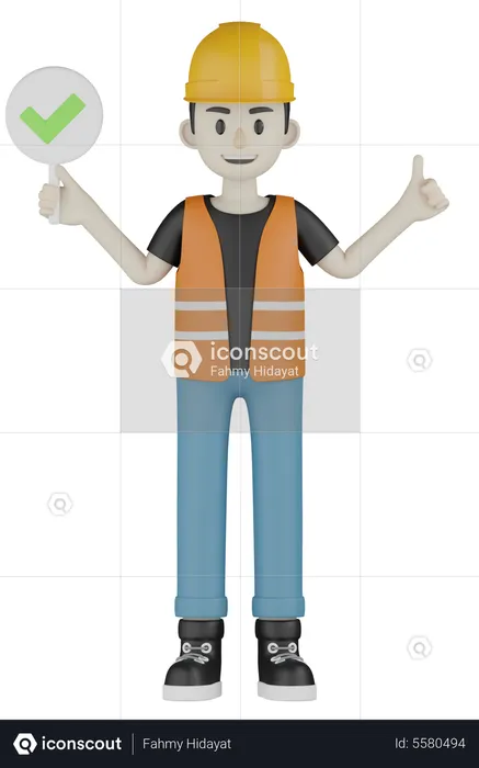 Male Builder  3D Illustration