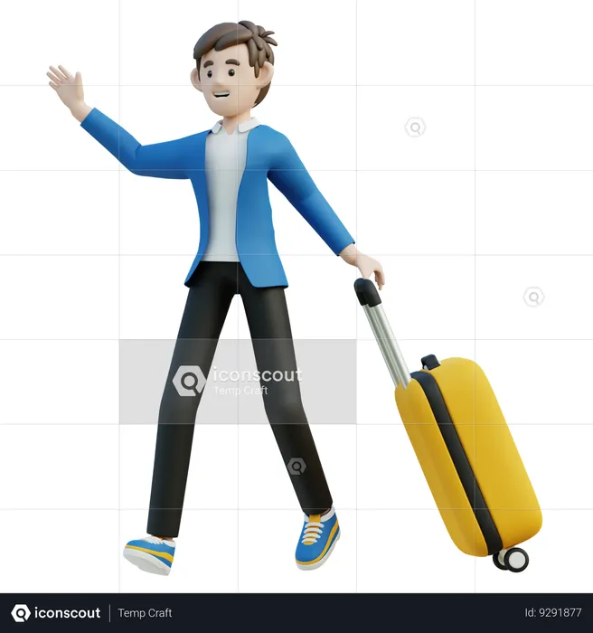 Male Carrying A Suitcase  3D Illustration