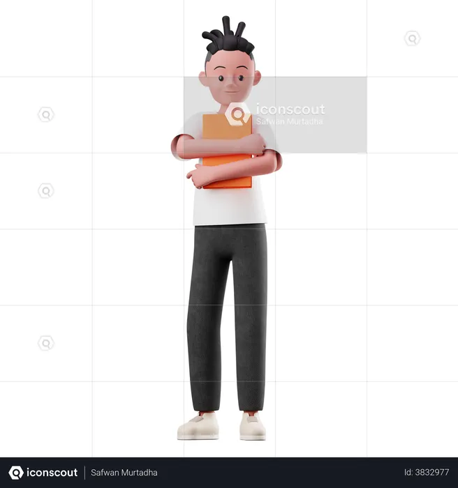 Male Character Holding a Book  3D Illustration