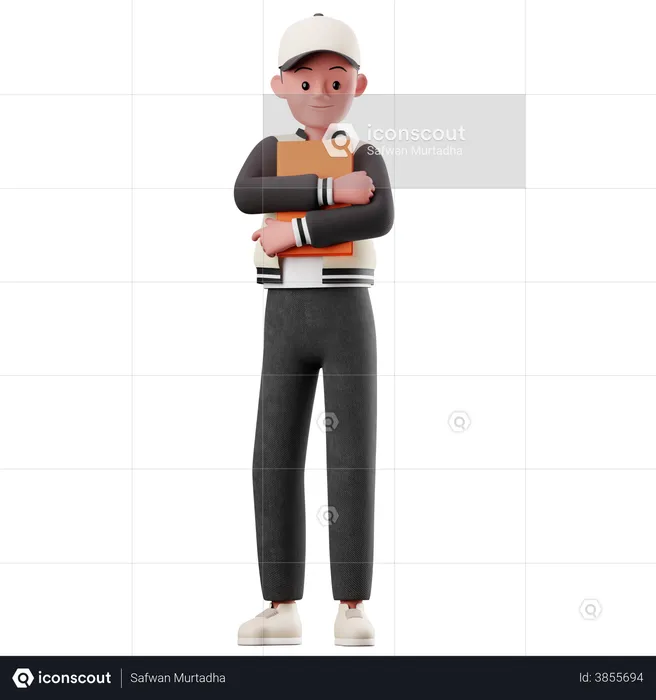 Male Character Holding A Book  3D Illustration
