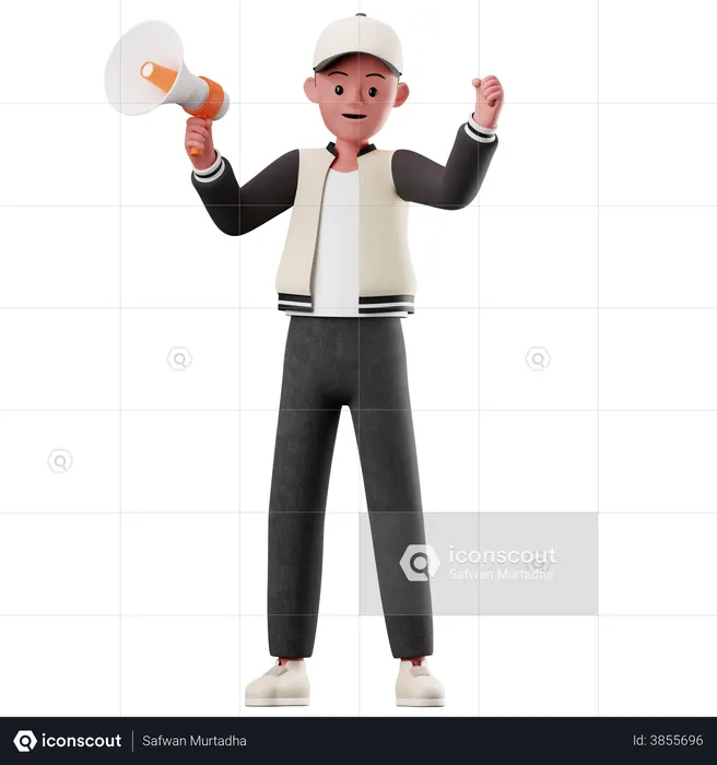 Male Character Holding Toa  3D Icon