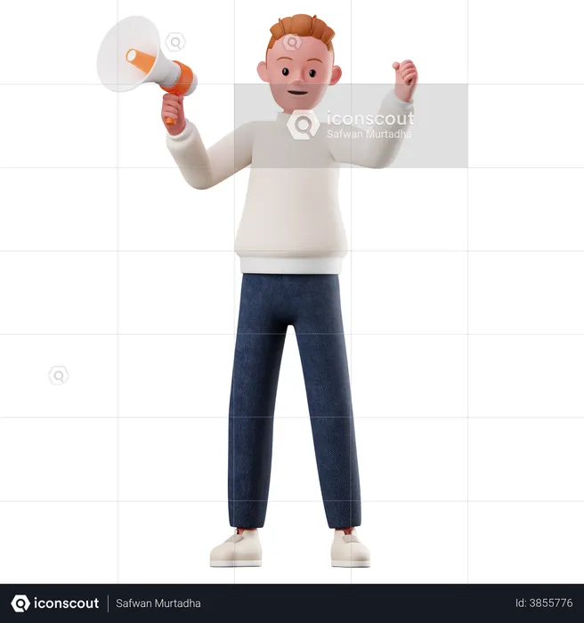 Male Character Holding Toa  3D Illustration