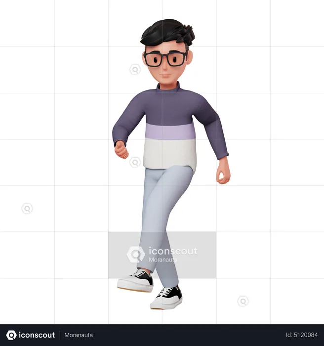 Male Character In Walking Pose  3D Illustration