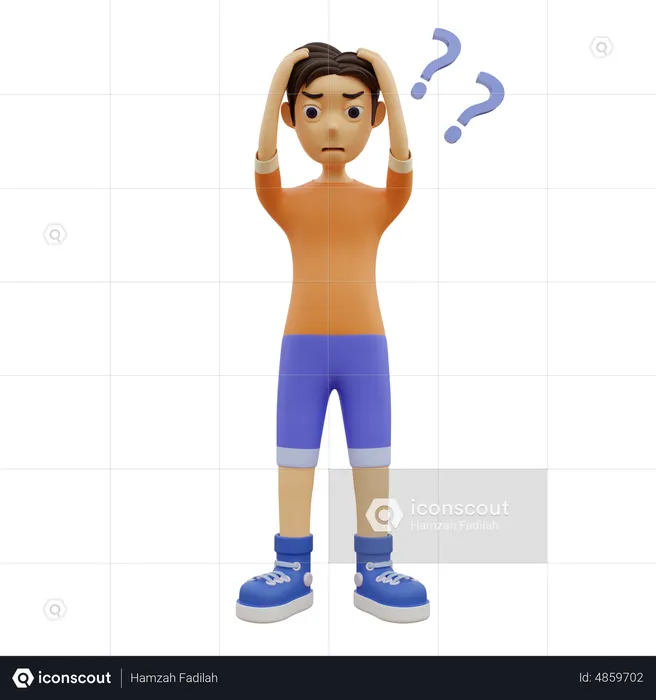 Male Character Is Confused  3D Illustration