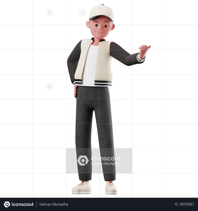 Male Character Pointing On Something  3D Illustration