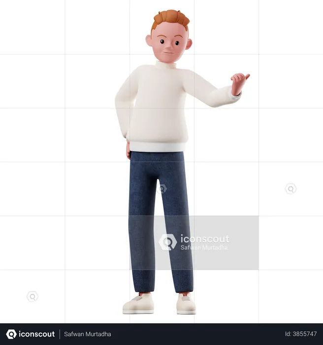Male Character Pointing On Something  3D Illustration