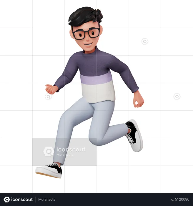 Male Character Running Poose  3D Illustration