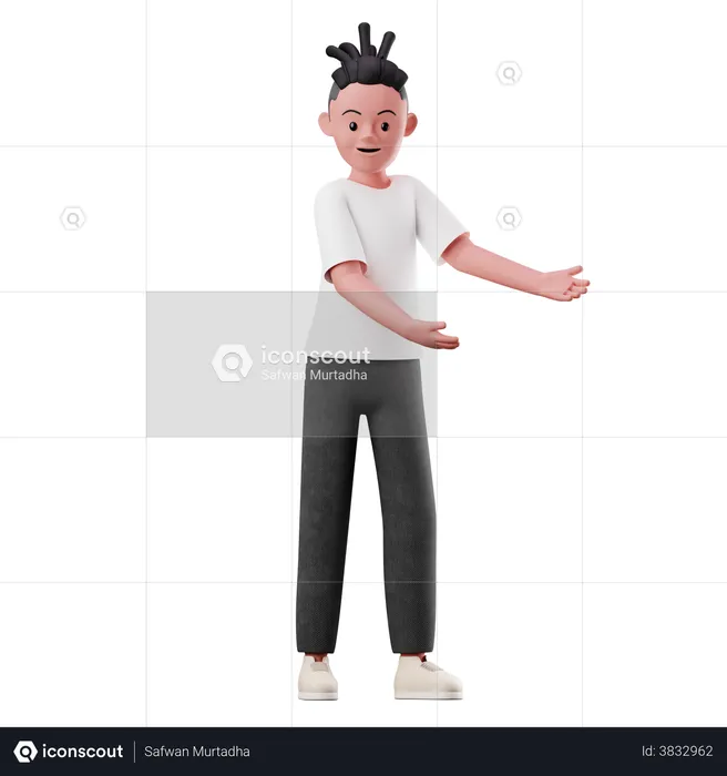 Male Character Showing Something Pose  3D Illustration