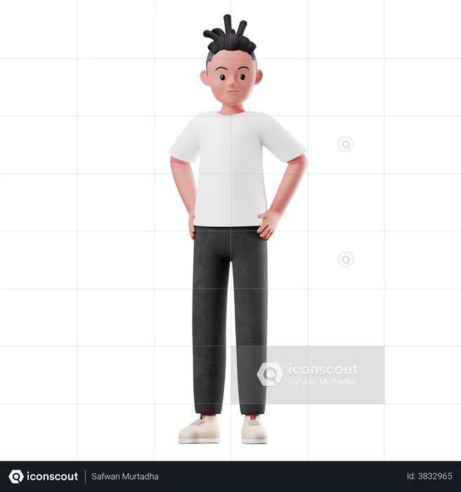 Male Character Standing in Confident  3D Illustration