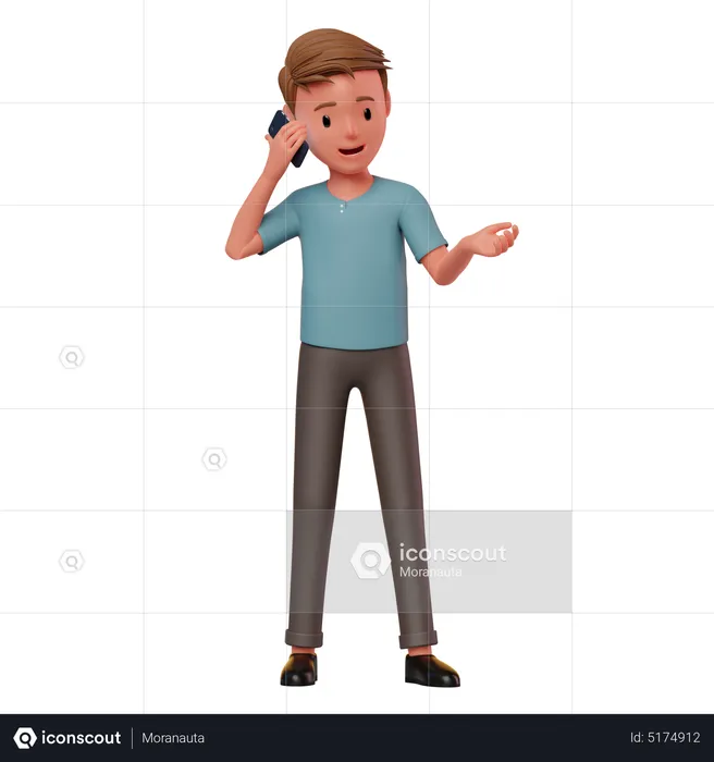 Male Character Talking On Phone  3D Illustration